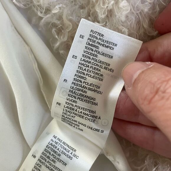 H&M Cropped Sheepdog Faux Fur Jacket Ivory 6 - Picture 7 of 7